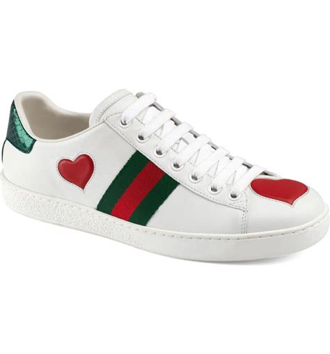 gucci sneaker with heart|Gucci ace metallic snakeskin sneakers.